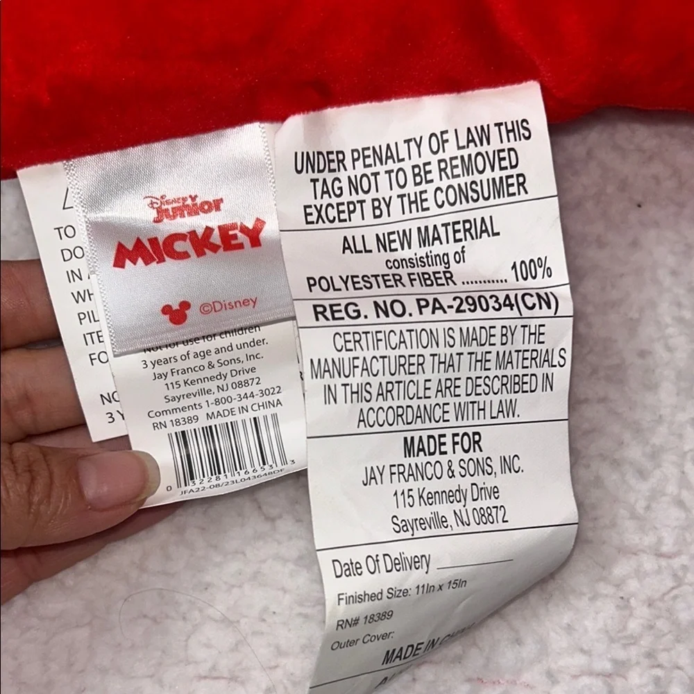 Mickey Mouse Red and Black Decorative Pillow with Cartoon Design